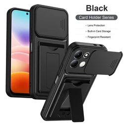 Shockproof Armor Phone Case with Flip Card Slot and Back Cover for Redmi Note 17 Pro 5G (KBZJ - Black)
