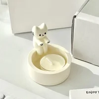 Kitten Candle Holder Cute Cat Candlestick Creative Aromatherapy Candle Holder Durable High Tempe Cartoon Candlestick Decoration 6