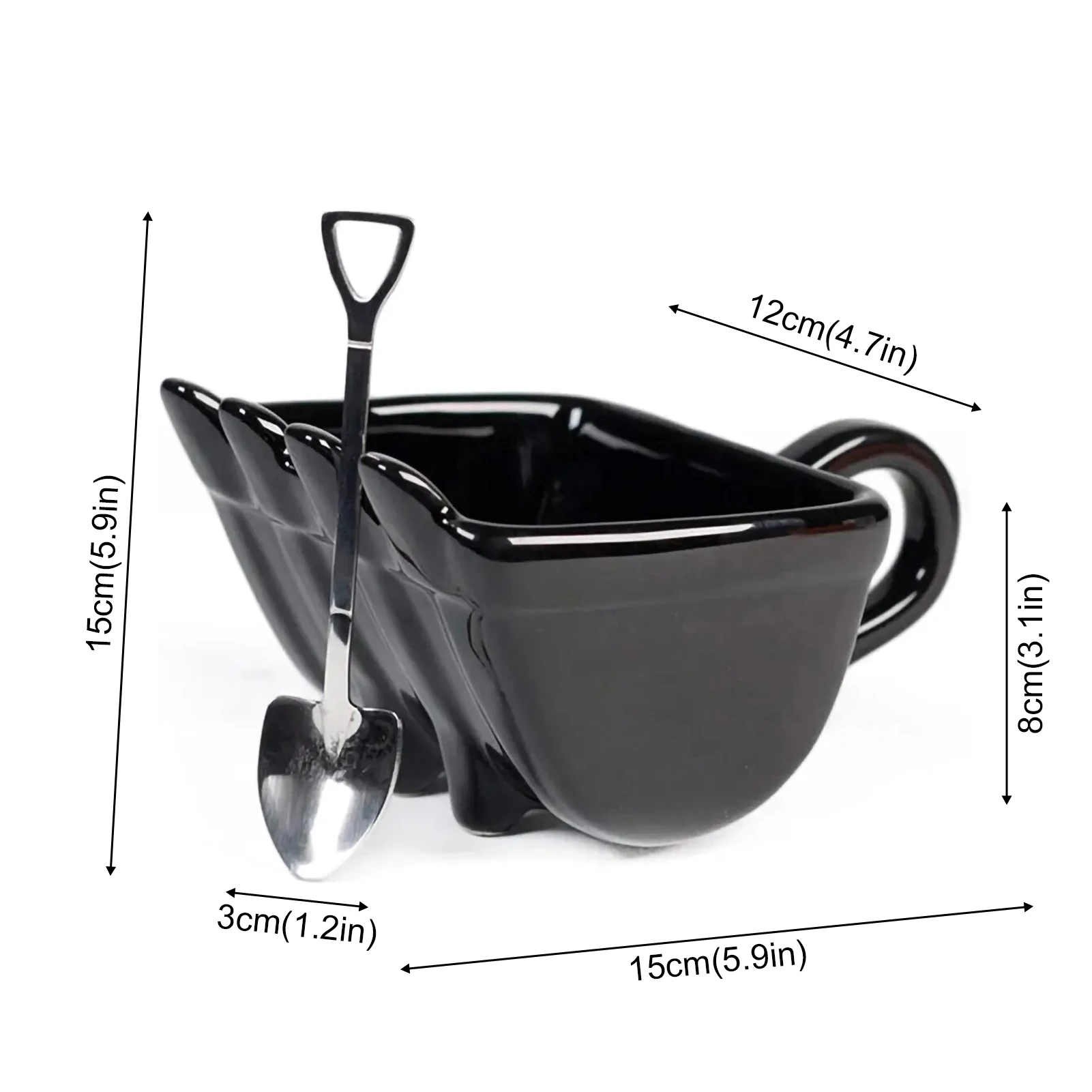 Creative 3D Excavator Bucket Model Cafe Coffee Mug With Spade Shovel Spoon Funny Digger Ashtray Cake Container Tea Cup images - 6