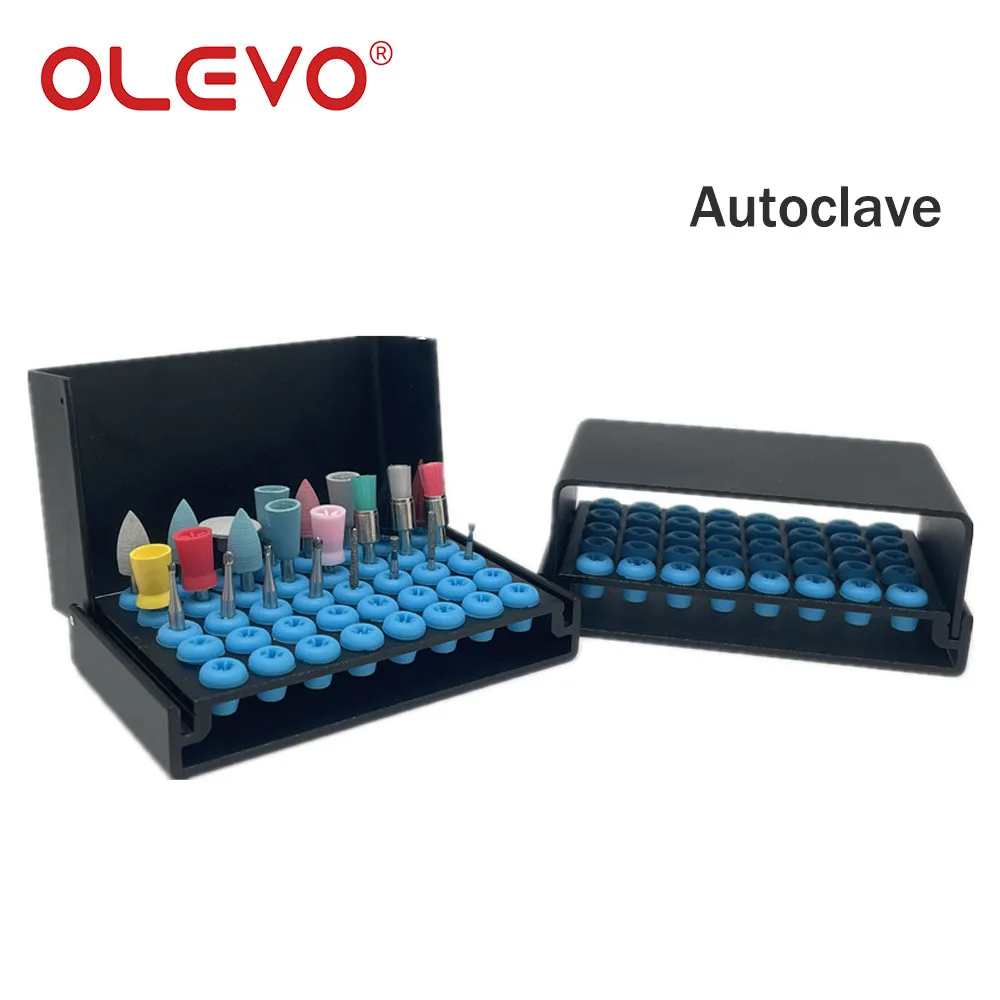 Aluminum Dental Bur Holder Organizer - Autoclavable 40-Slot Disinfection Case