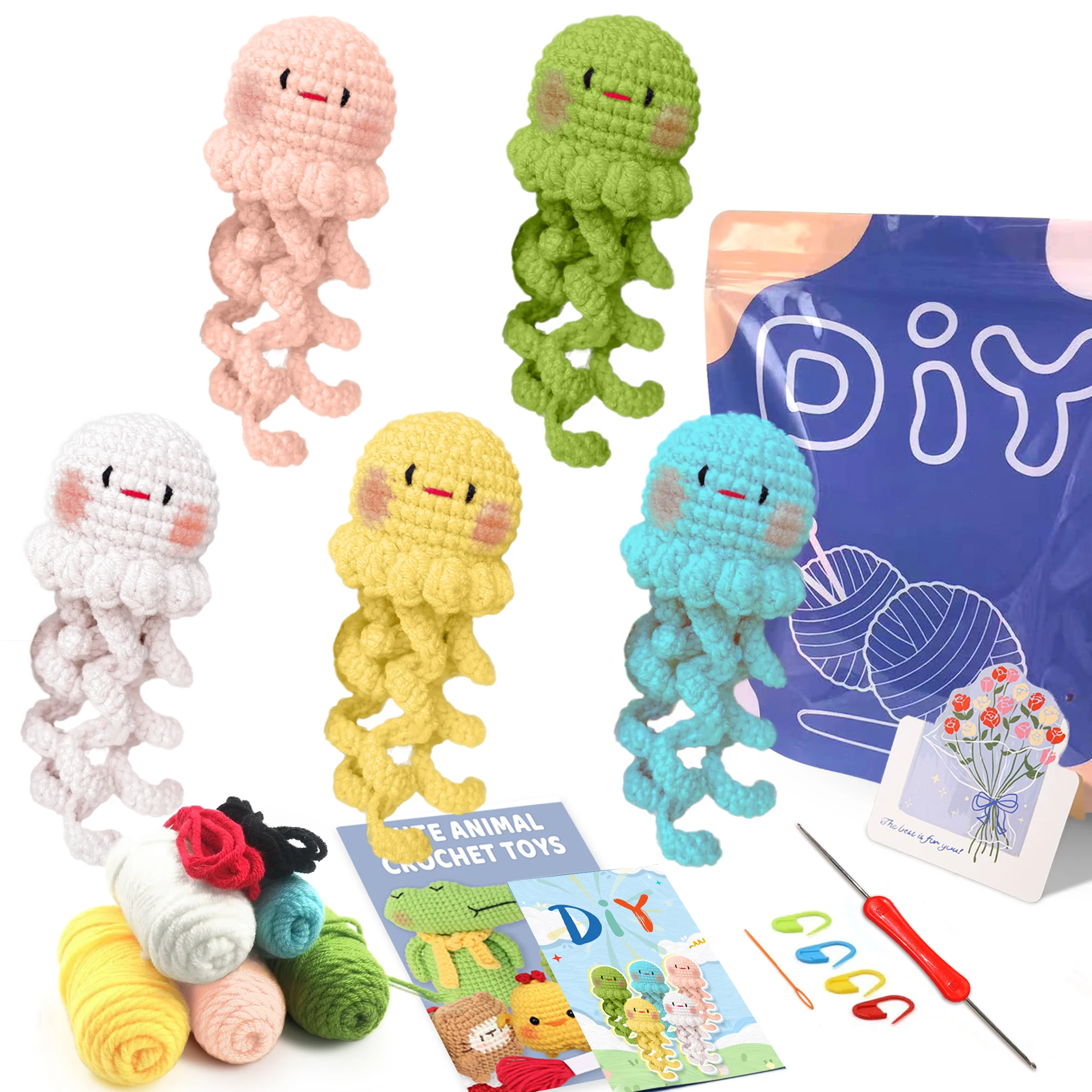 Woobles haak- en breiset voor beginners - Woobles Easy Kit (Pinguïn, kuiken, vos en konijn) met Easy garen Woobles haak- en breiset voor beginners - Woobles Easy Kit (Pinguïn, kuiken, vos en konijn) met Easy garen