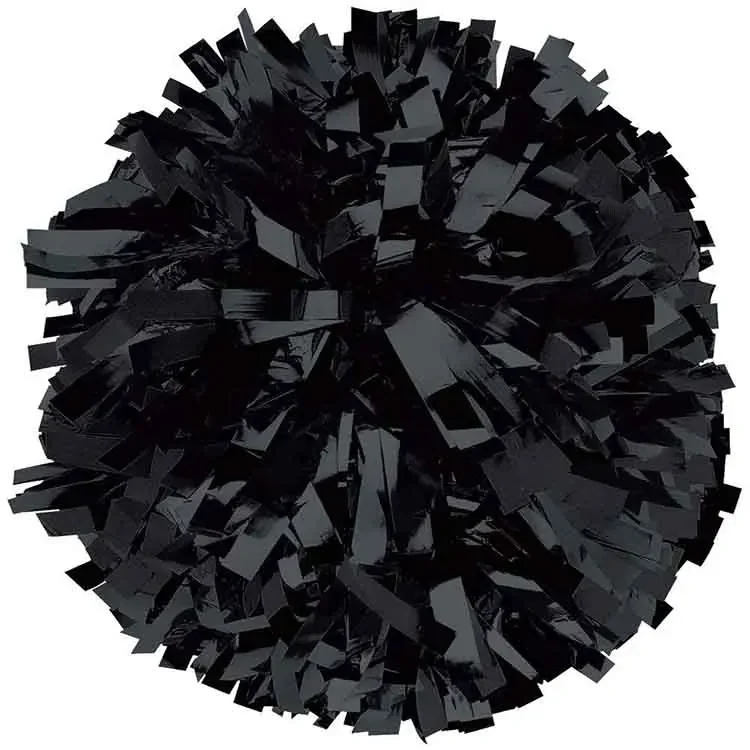 metallic black Cheerleading Pom Poms with Baton Handle for Team Spirit Sports Dance Cheering Kids Adults