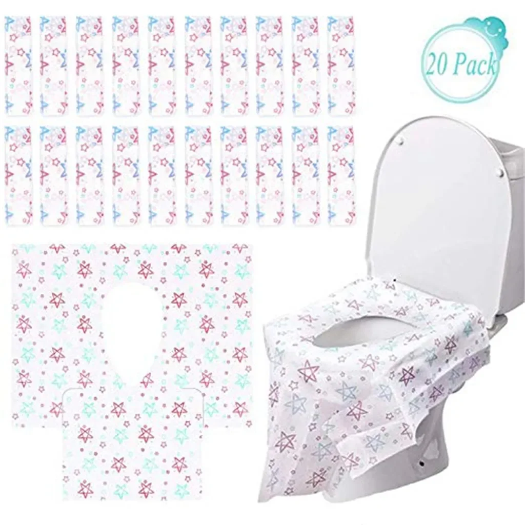 

Одноразовая накидка на сиденье унитаза, 20 упаковок, очень большое полное покрытие, индивидуальная упаковка, портативная, для путешествий, идеально подходит для взрослых и детей