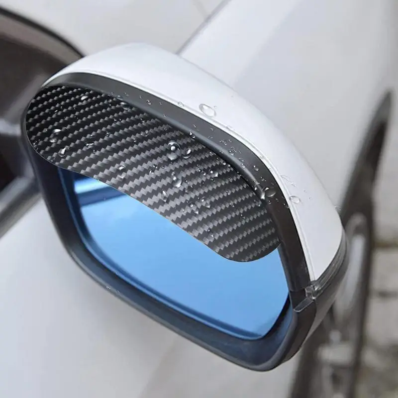 2pcs Car Rearview Mirror Rain Eyebrow Visor Carbon Fiber Car Rearview Side Snow Sun Visor Rain Cover Mirror Accessories