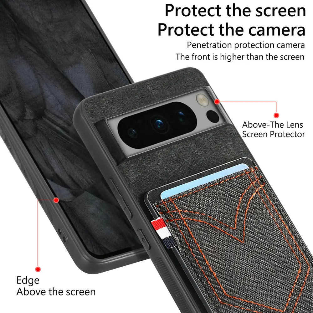 Leather Card Holder Case with Magnetic Car Mount and Shockproof Protection