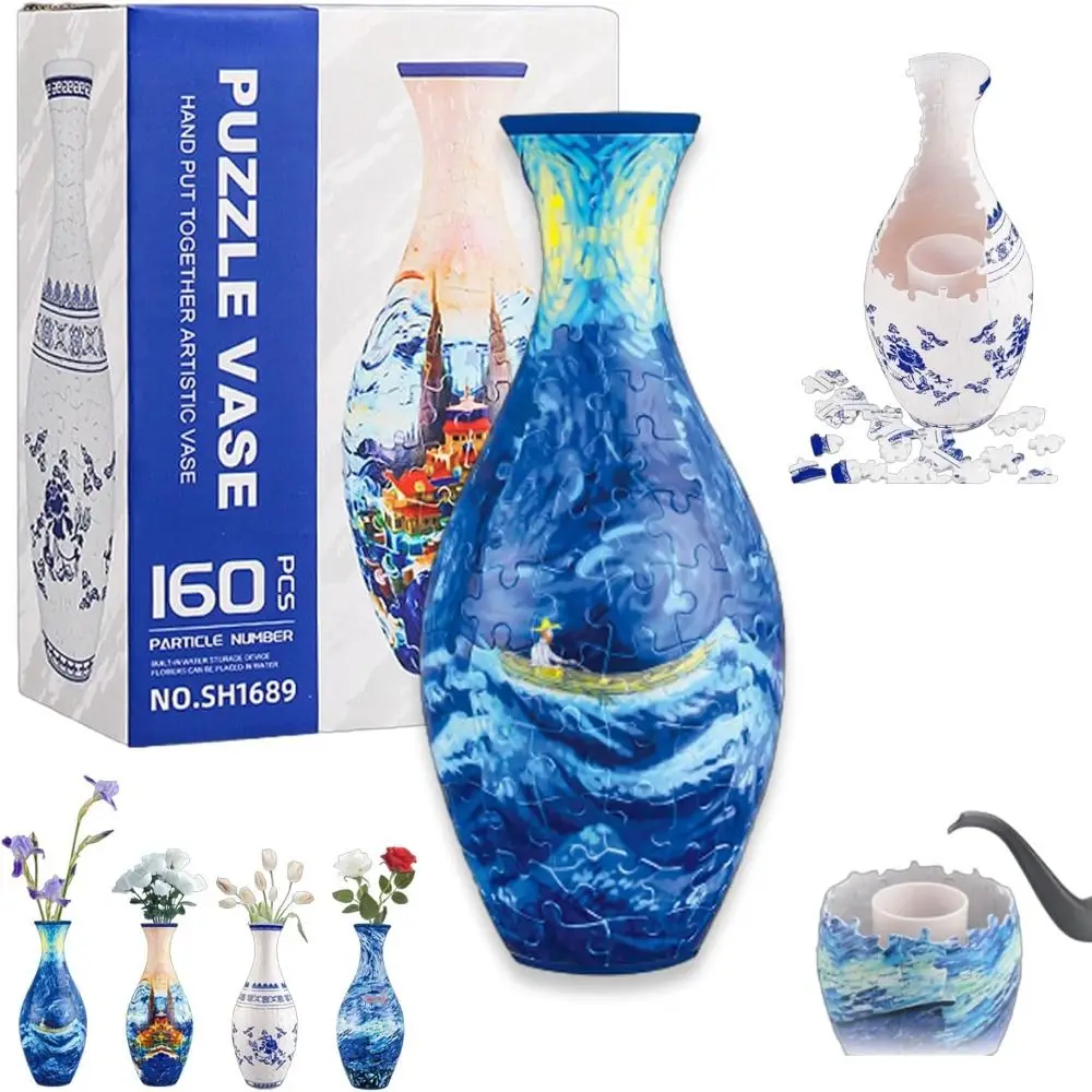 160 Curved Plastic Puzzle 3D Puzzlef Flower Vase Flower Arrangements 160 Pieces 3D Art Puzzle Vase Housewarming Gift DIY Arts 1
