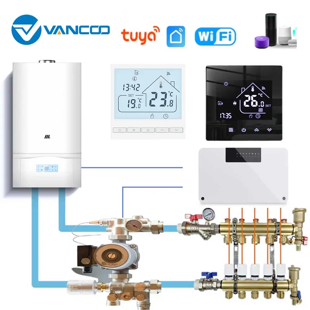 Vancoo น้ําระบบทําความร้อนใต้พื้นสมาร์ท WIFI Thermostat Central Hub 5/8 Sub-chamber Wiring Center Controller แผงควบคุม 1