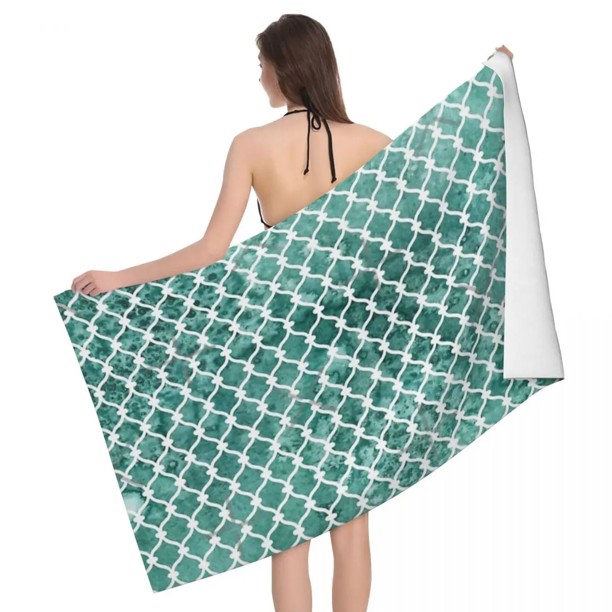 

Emerald Trellis Pattern 80x130cm Bath Towel Brightly Printed For Picnic Towel Holiday Gift