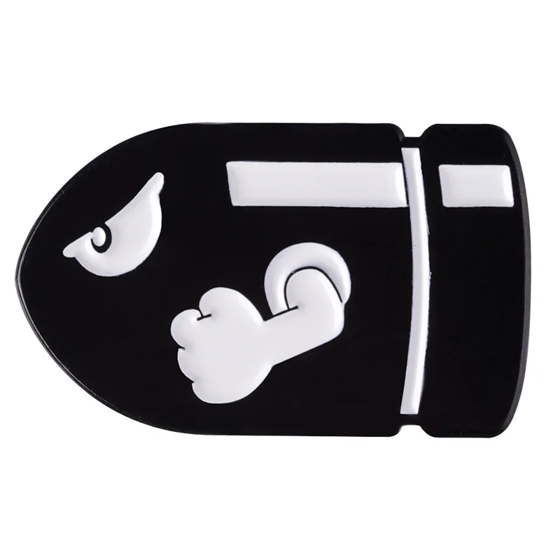Cartoon black bullet brooch personality shell shape funny pins Bag decoration metal badge Accessories Gift to friends metal brooch,metal pins,cartoon pins,fashion brooches