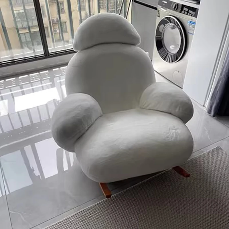 Description Picture 2 of itemNordic Fabric Living Room Chairs Home Furniture Light Luxury Single Sofa Lounge Chair Home Balcony Leisure Rocking Chair