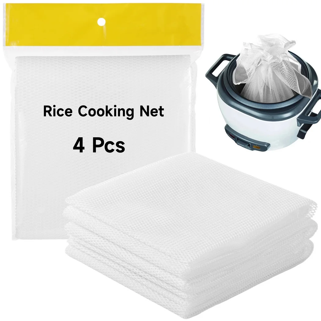 Rice Nets Sushi Rice Cooking Nets Fine Mesh Cooker Napkins Reusable Heat-Resistant Cooking Steam Cloths 4Pcs/Set steamer cloth