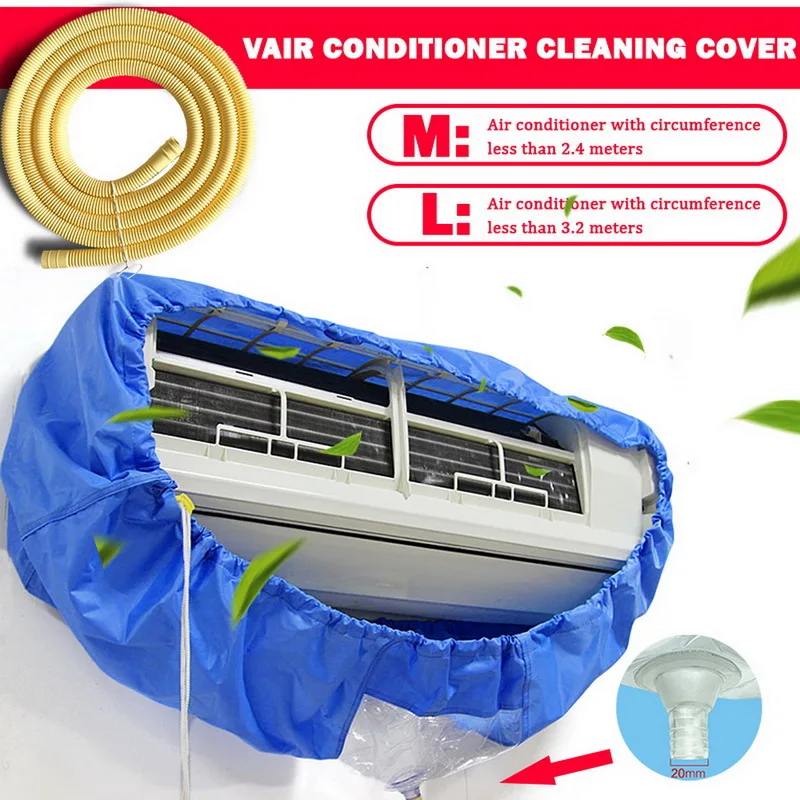 Description Picture 2 of itemLarge 2.4/3.2m Air Conditioner Cleaning Cover Double Layer Thickening Wash Mounted Protective Dust Cleaner Bag Tightening Belt