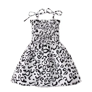 Children Girl Dress Summer Elegant Sling Princess Dresses Flower Print Kids Beach Sundress Casual Cotton Baby Girl Clothing 2