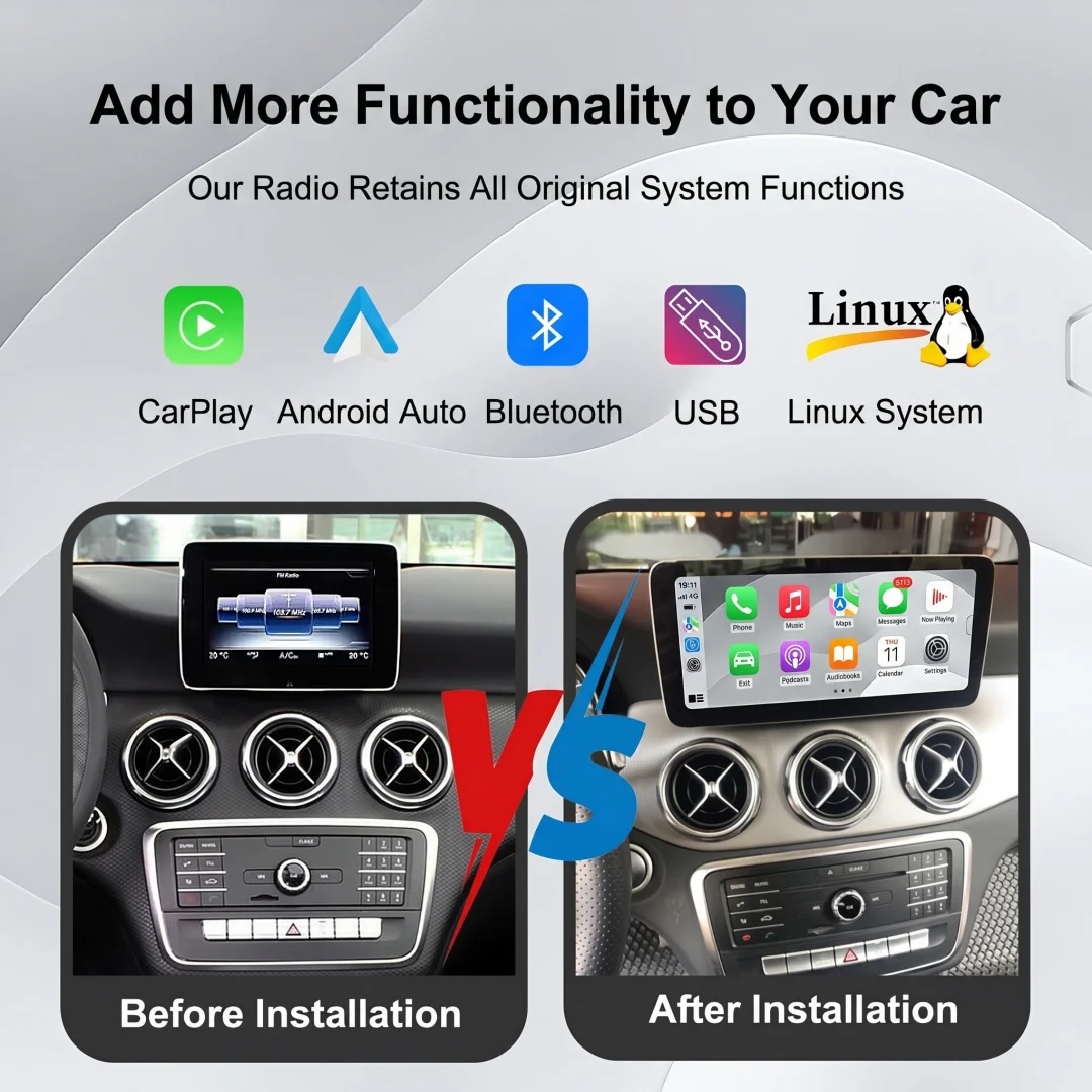 Pantalla táctil multimedia inalámbrica Bonroad 2400*900 con CarPlay y Android Auto para Mercedes Benz Clase A B W176 W246 CLA C117 GLA X156 2