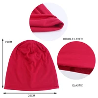 Beanie Cotton Hat for Women Man Autumn Winter Elastic Casual Solid Color Slouchy Chemo Cap Riding cap Running cap 2