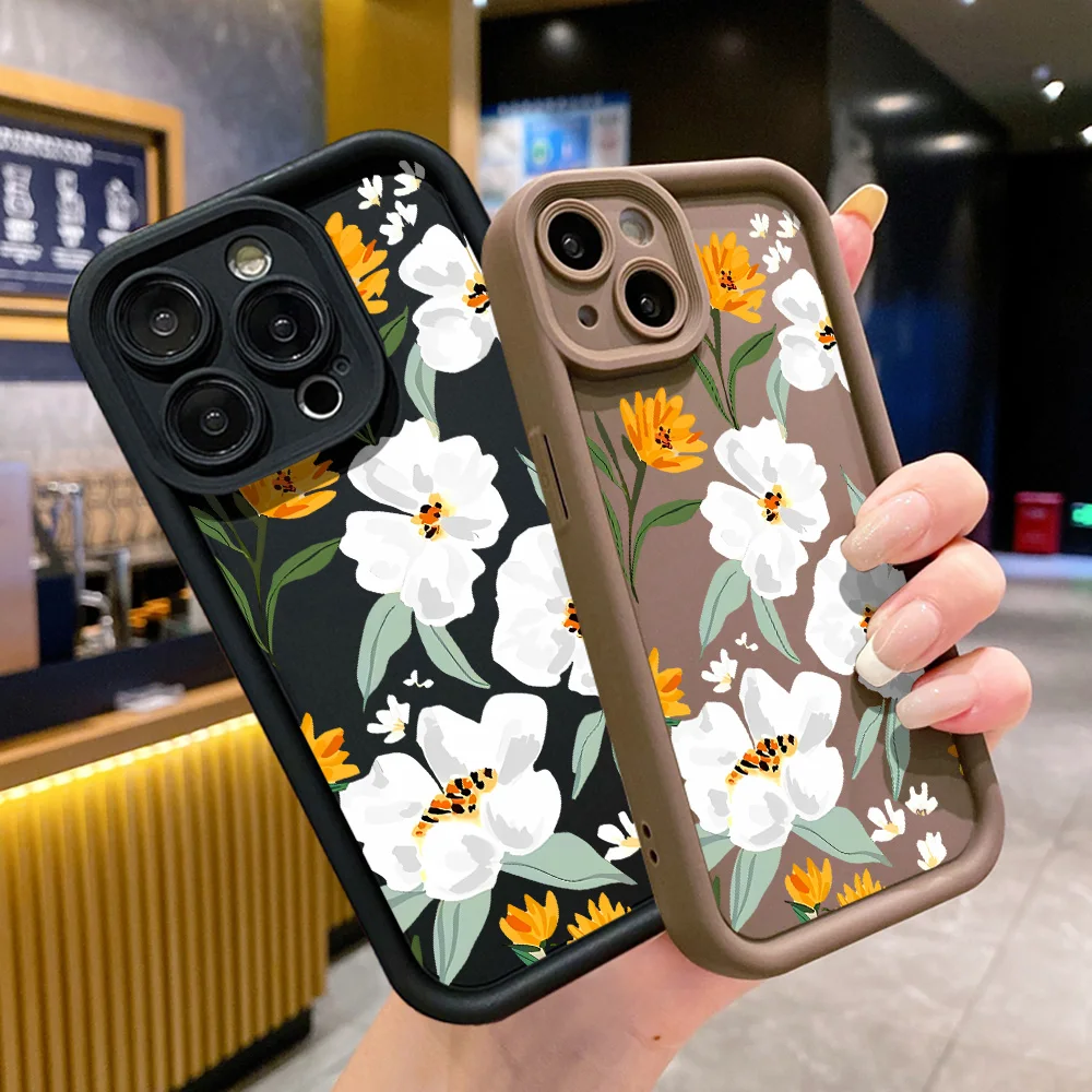 Marble pattern phone case with candy color and geometric design showing camera lens protection.