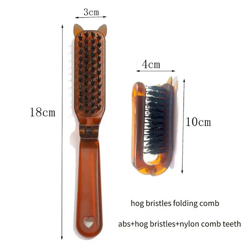 Hair Wax Stick For Wig Hog Bristles Folding Hair Comb Wax Stick Gel Cream Style For Men Women Brush