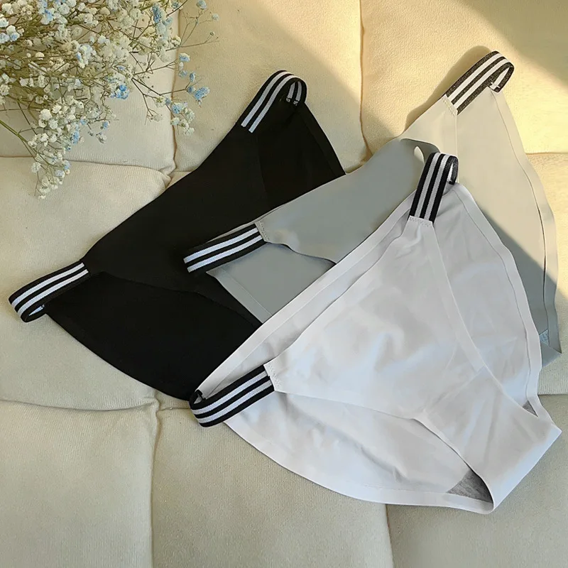 

2023 New Women's underwear Thong women's sexy striped Panties for Ladies mesh briefs Solid Color lingerie for woman
