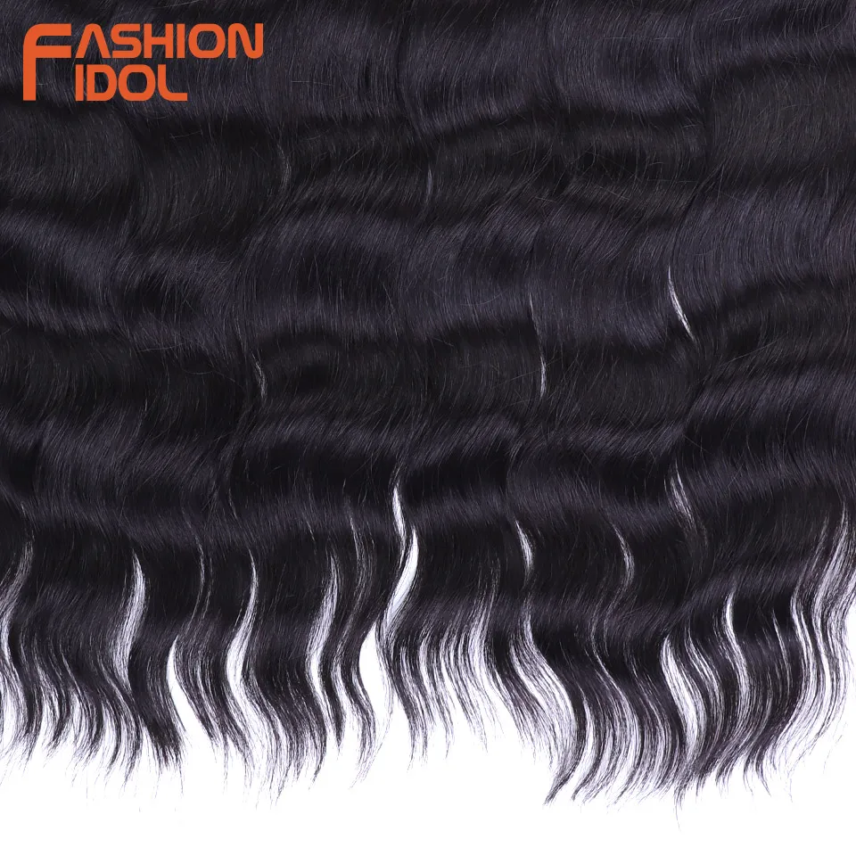FASHION IDOL 24 Inch Deep Wave Hair Synthetic 3PCS Braiding Hair Extensions Water Wave Hair Crochet Braid Hair Ombre Blonde Hair 6