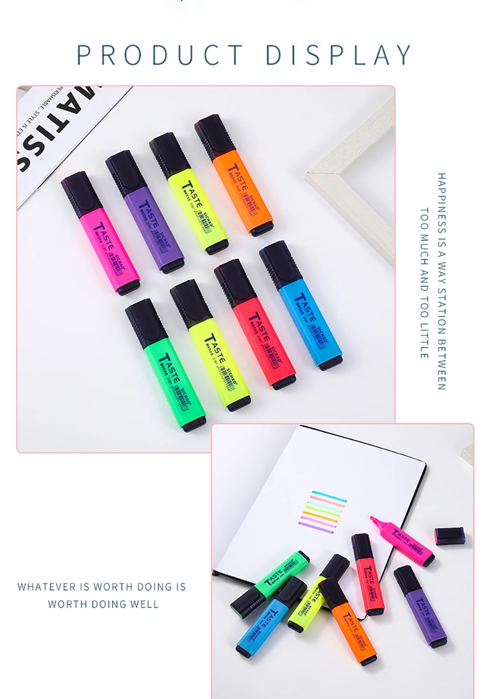 4/6/8PCS Highlighter Fluoreszierende Stift Breite Spitze Schreiben Marker Stifte für Kunst Zeichnung Kritzeln Markierung Büro schreibwaren Schule Su – Detail 4