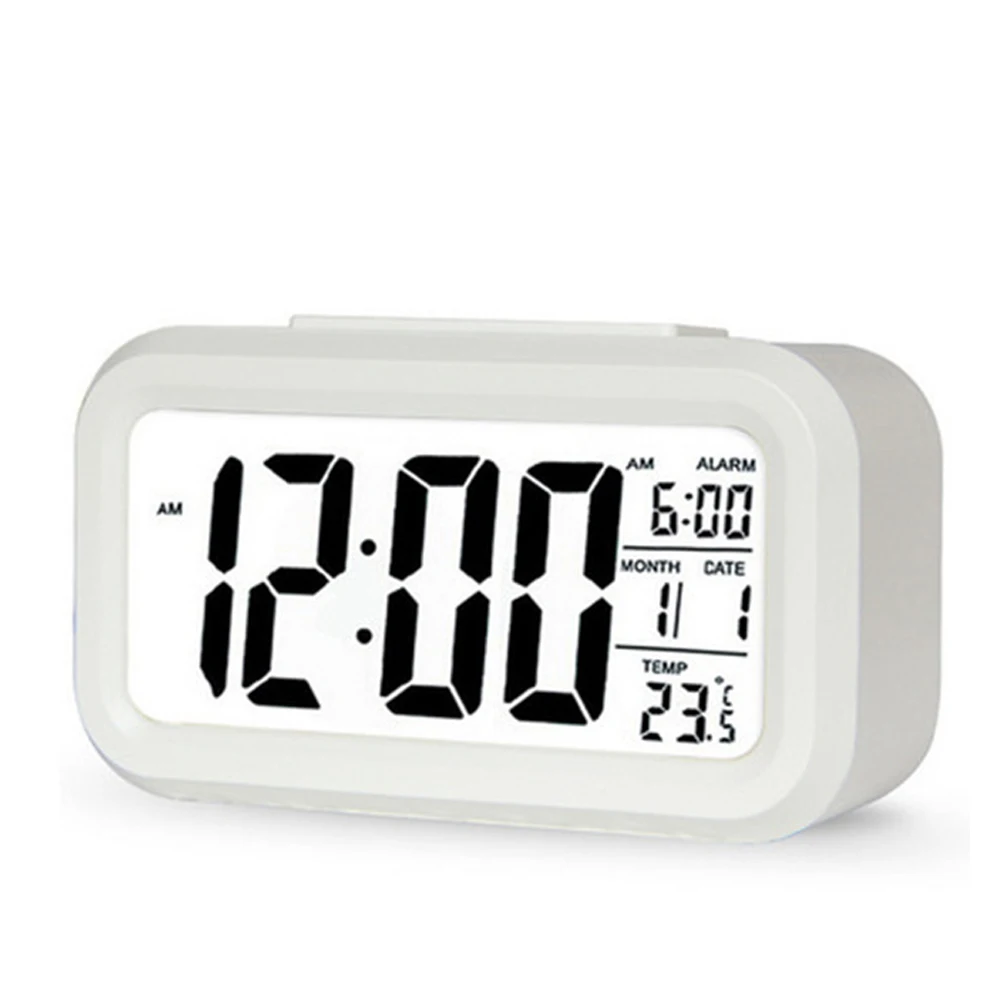 Digital Backlight LED Display Table Desk Alarm Clock Calendar Thermometer Q6D7 