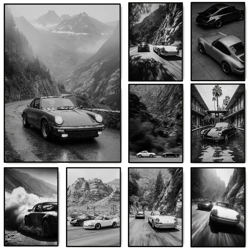 Black And White Car Photography Collage.