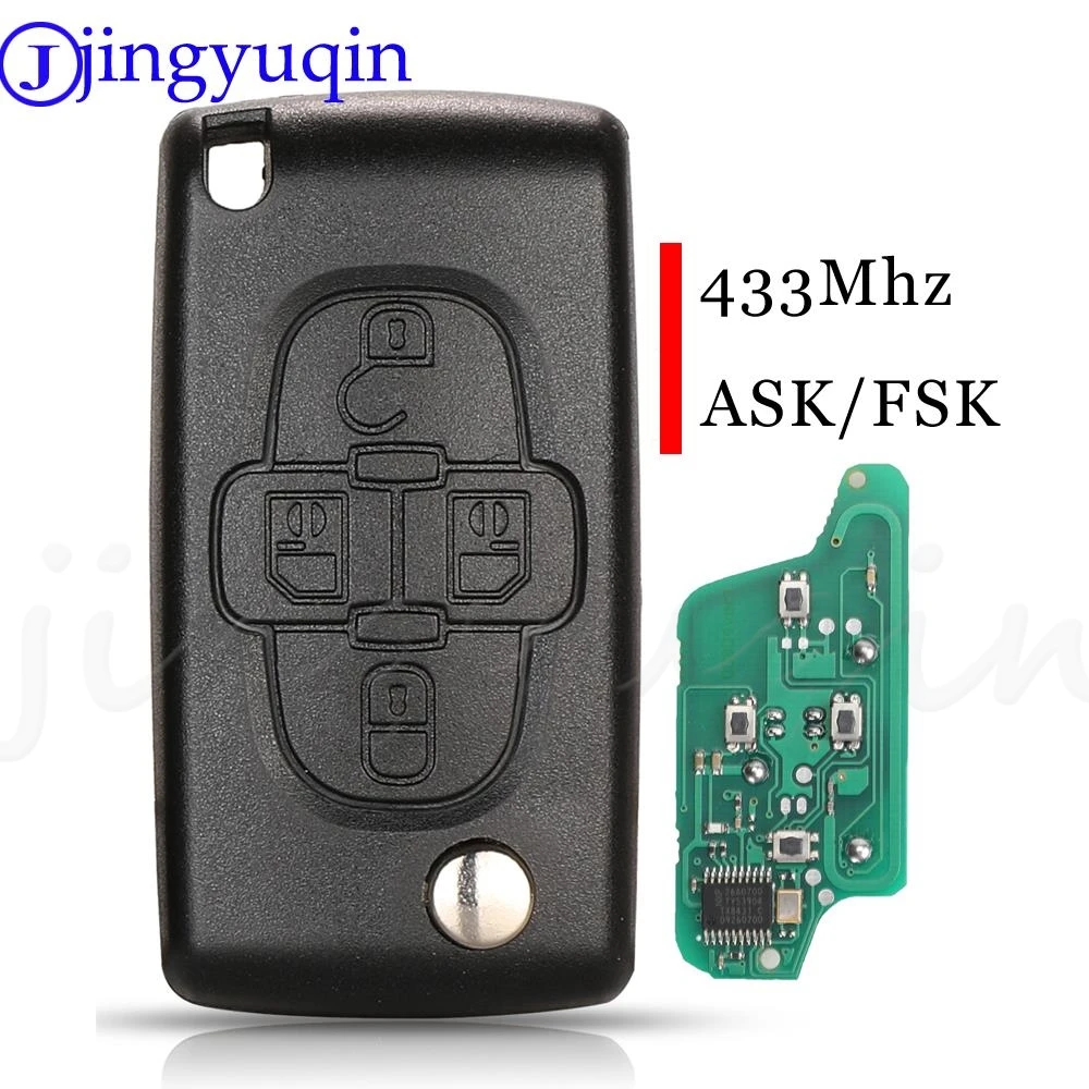 

Jingyuqin 4-кнопочный пульт дистанционного управления автомобильный ключ цепь 433 МГц для Peugeot 1007 для Citroen C8 VA2/HU82 лезвие CE0523