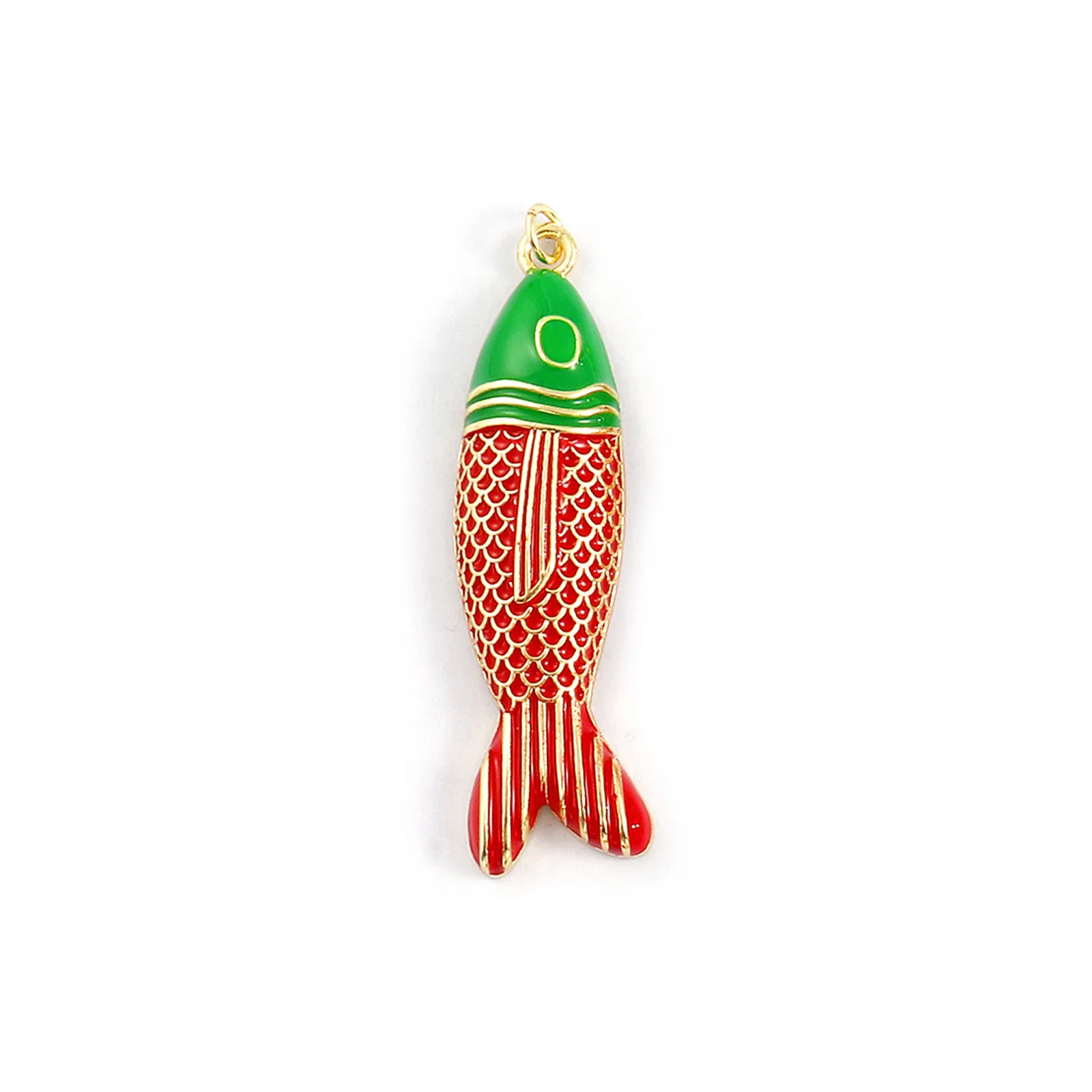 1pc Messing Charms Gold Farbe Ozean Fisch Tier Mehrfarbige Emaille Anhänger Für DIY Halskette Ohrring Schmuck Erkenntnisse 5,6 cm x 1,5 cm – Detail 1