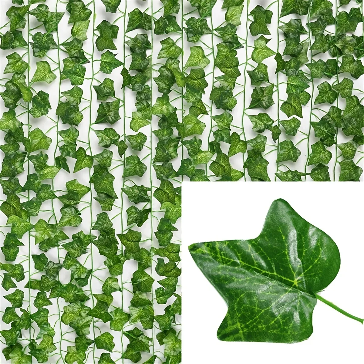 thumbnail image 1 of Guirnalda colgante de hojas de hiedra verde artificial, hojas de ratán, plantas de flores falsas para jardín, boda, fiesta, decoración del hogar, 1 of 5