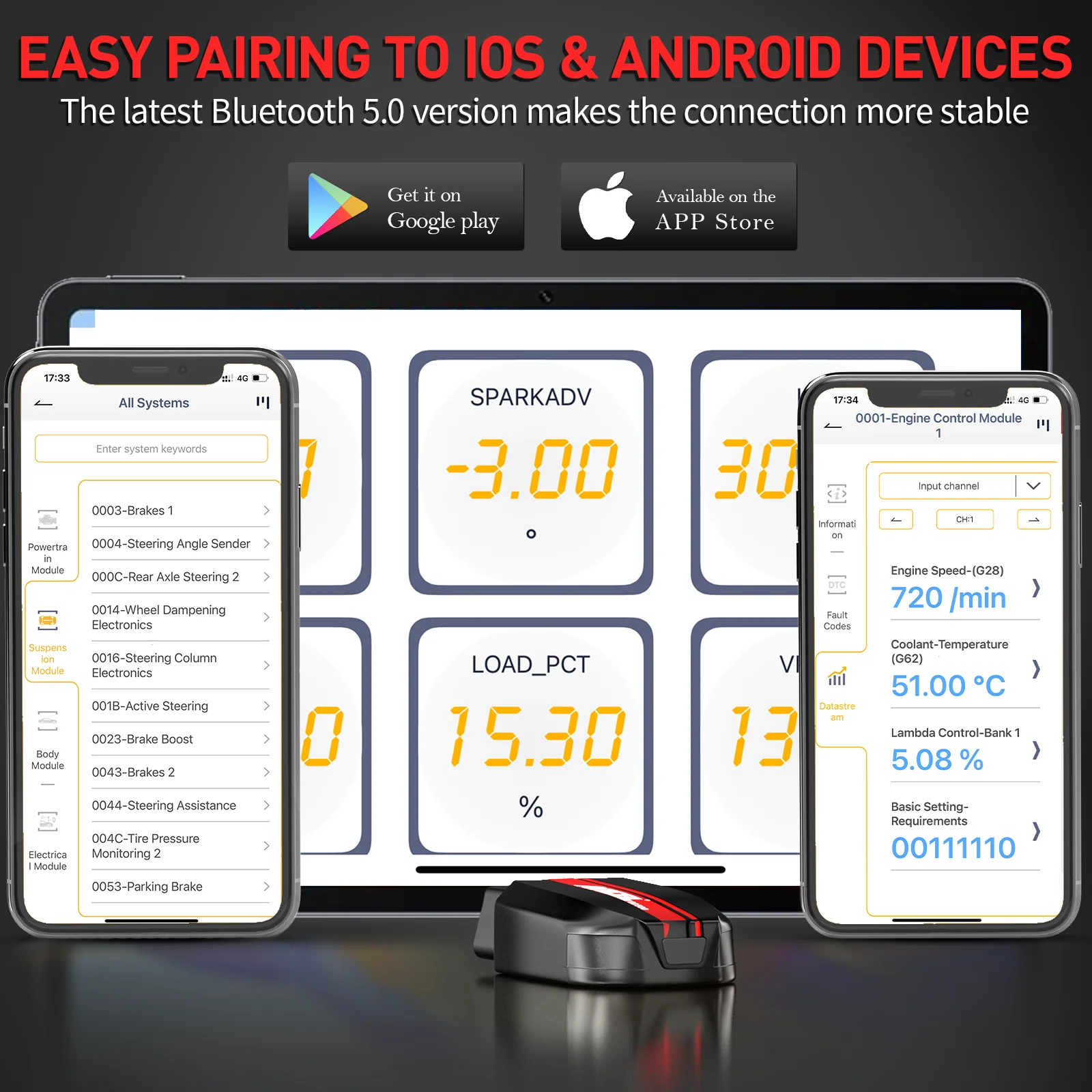 ANCEL BD500 Bluetooth OBD2 Car Diagnostic Tools All System Oil EPB ETC Reset BAT Test OBD2 Automotive Scanner for VW Audi Skoda 6
