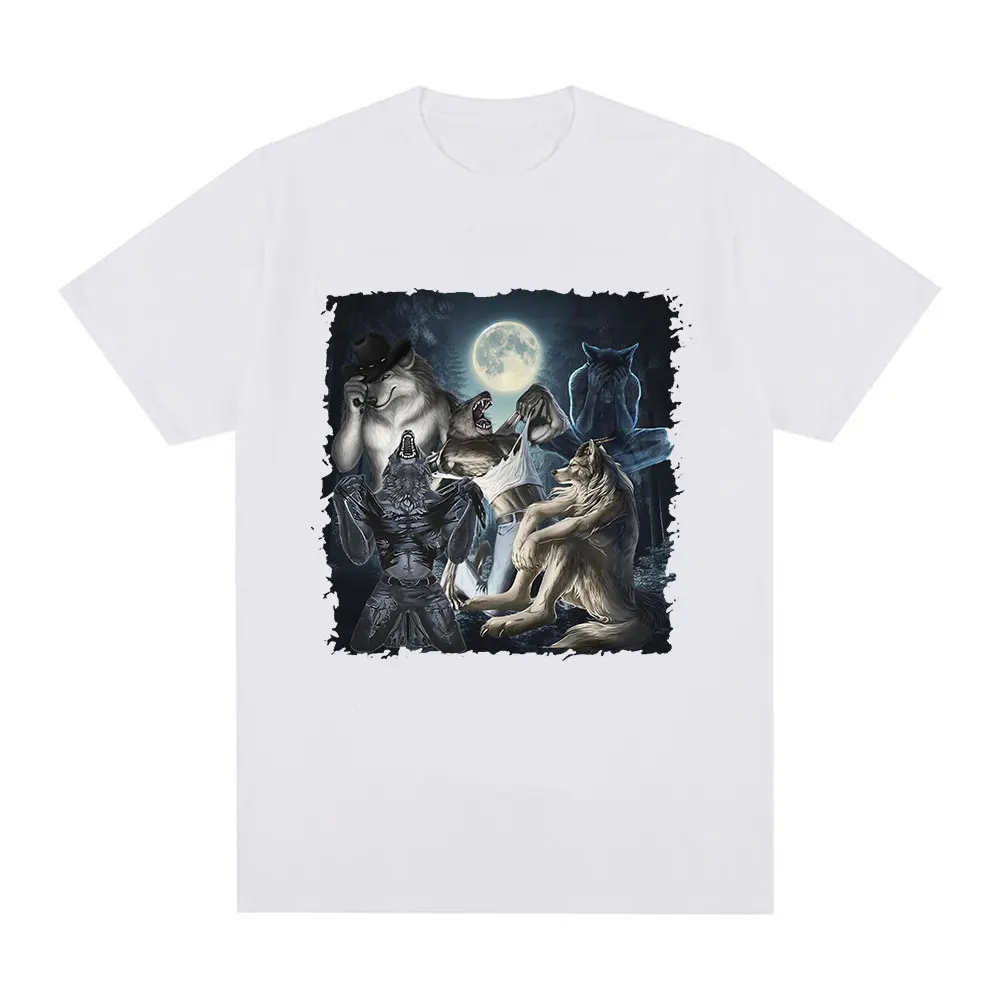 رجل يجلس الذئب قصيرة الأكمام المتضخم تي شيرت ، الق...