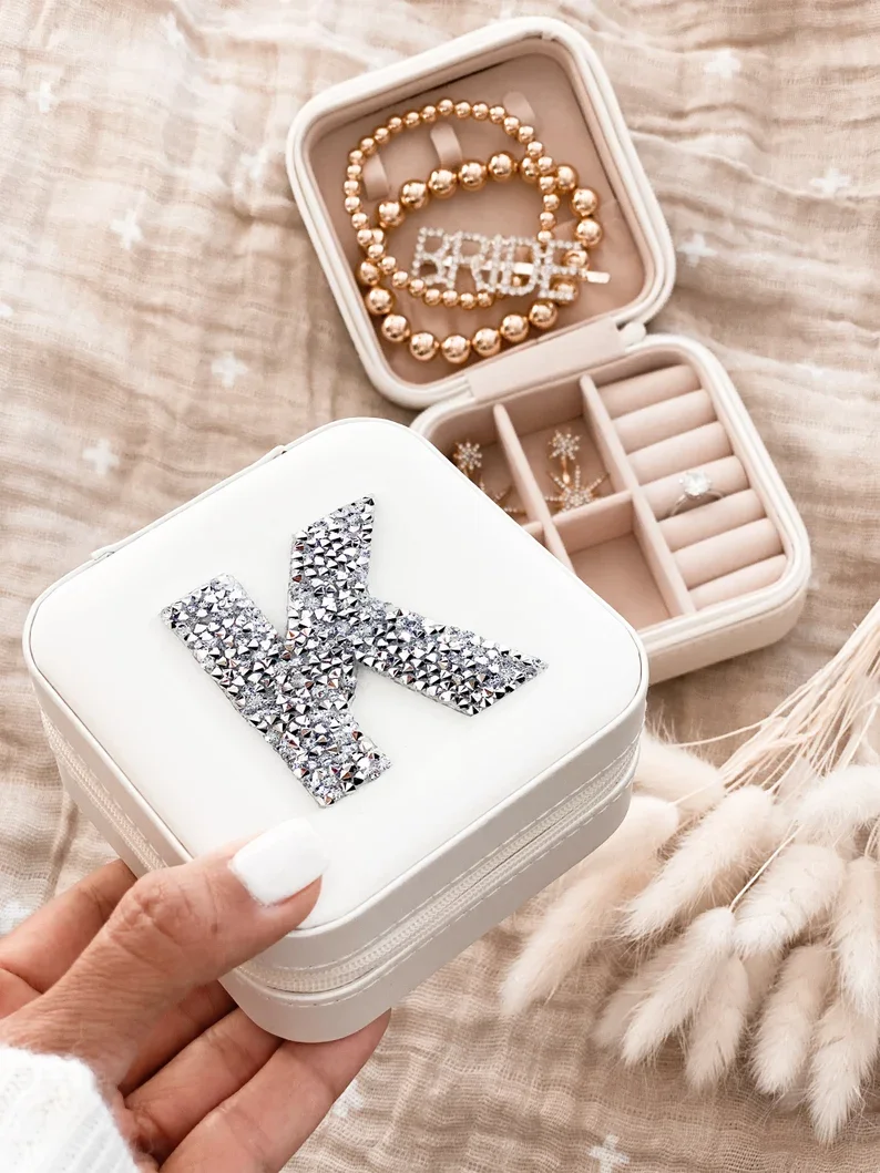 Personalized Initials Jewelry Box Gift for bridesmaid Women