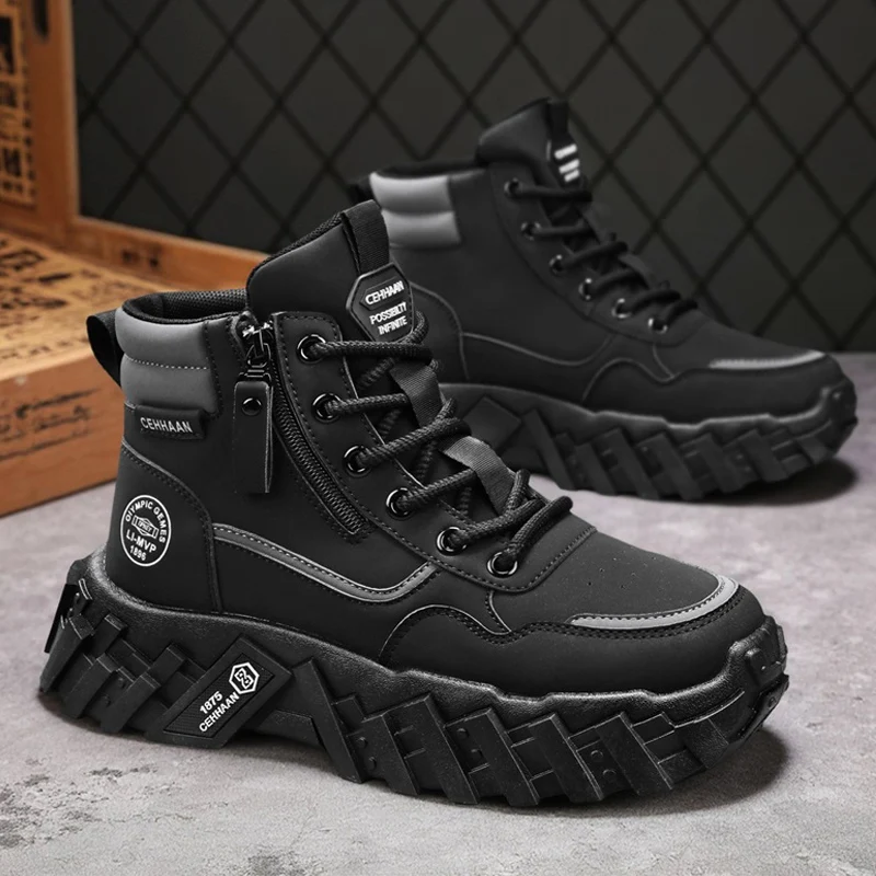 Botines altos de hombre para invierno con forro casuales_voghion.com