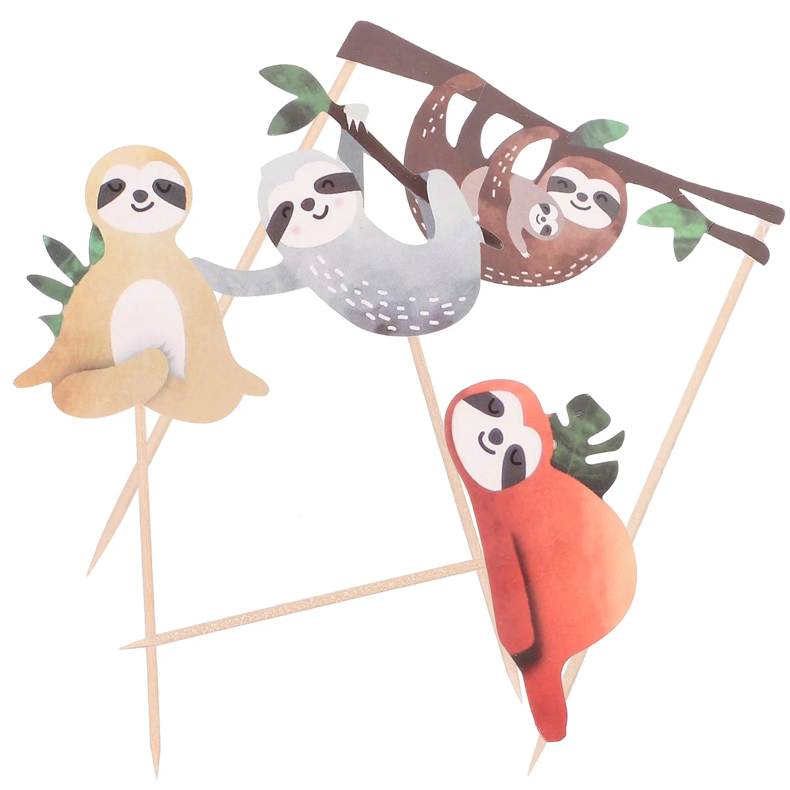

4 Pcs Cake Decor Dessert Insert Card Toppers Sloth Hat Beautiful Paper Cupcakes