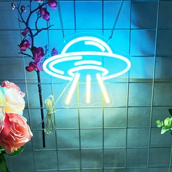 UFO neon, boys room cool neon decoration, suitable for parties, bars, birthdays, wall decoration cool UFO atmosphere lamp