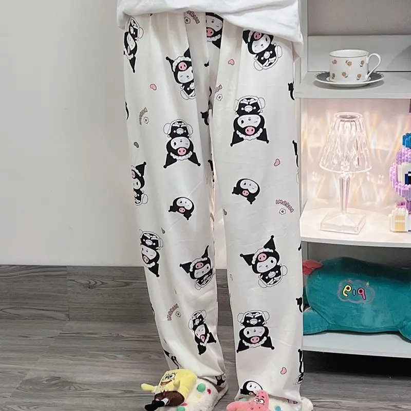 

Kawaii Hellokittys Pants Cartoon Sanrioed Pajamas Cartoon Girl Heart Home Pants Sweat Absorbing and Breathable Gift for Girls