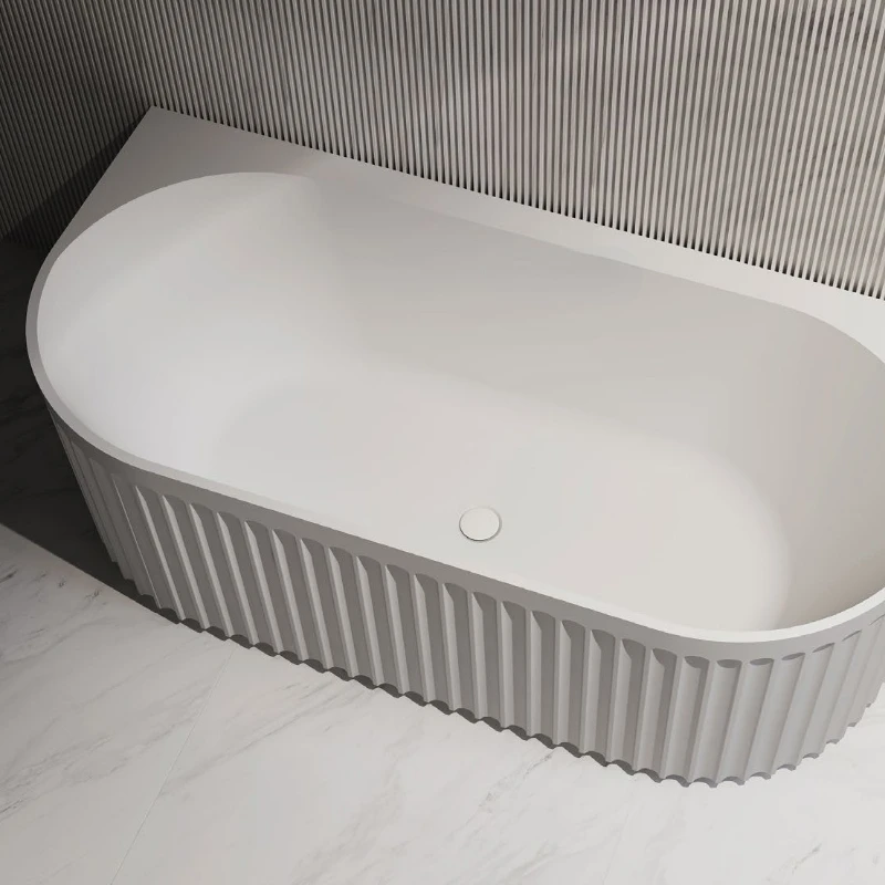 

Modern Indoor White Striated Free Stand Alone Acrylic Bathtub Bath Tub Bathroom Freestanding Alone Soaking Bathtubs