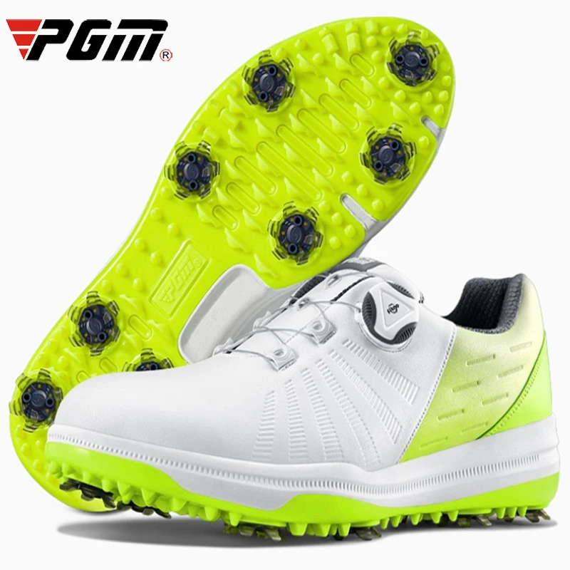 

PGM Mens Summer Golf Shoes Men's Waterproof Skid-proof Sneakers Knob Strap with Removable Spikes Sports Wear XZ178 White Casual