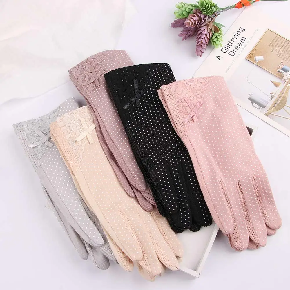 

Spring Women Stretch Breathable Slip Resistant Lace Gloves Driving Glove Touch Screen Sunscreen Gloves