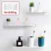 Shelf Without Drilling Shampoo Holder Bathroom Wall Floating White Black Shelves Stick Bath Organizer for Kitchen Accessories 1