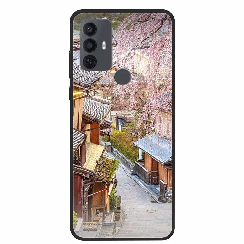 KJYF Custodia + Vetro Temperato Pellicola Protettiva per TCL 30 SE (6.52), Nero in Silicone Morbido TPU Cover, Anti Graffio Protettiva Case per TCL 30 SE - WMA13