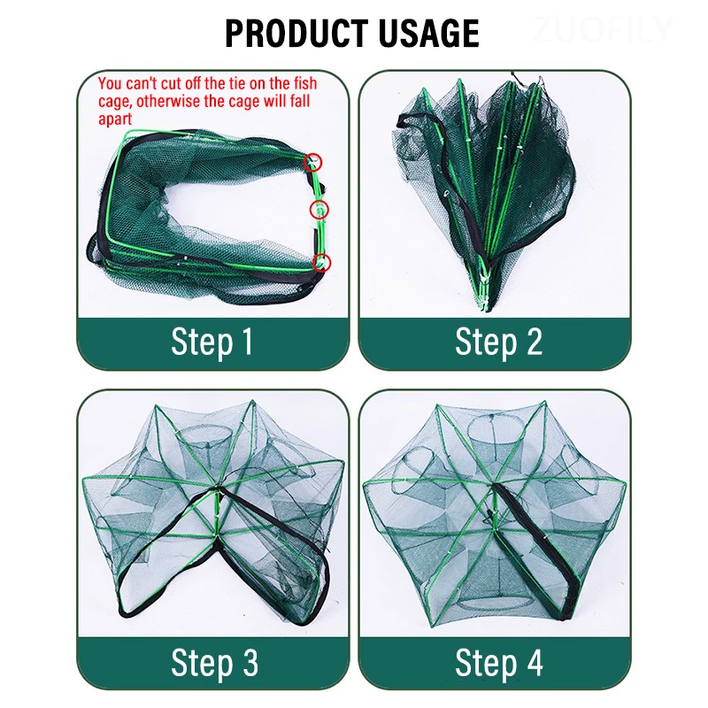 Fishing Traps Mesh Cage Foldable Crayfish Catchers Crab Fish Cage Trap Net Nylon Casting Fishing Mesh Shrimp Net for Tackle