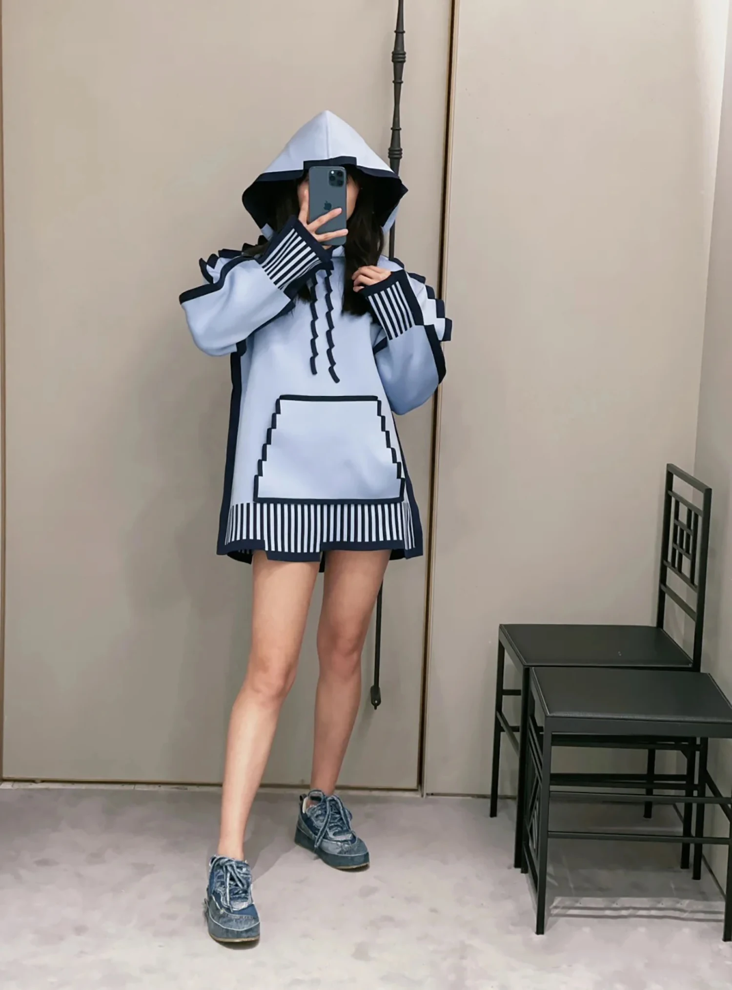 Mosaic Design Lazy Style Casual Sweater Plush Coat Female Autumn and Winter Style, Anime Style, Cute Alternative Animation Style