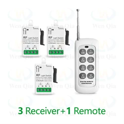Advanced Wireless Remote Control Light Switch with Mini RF Receiver - Long - Range, High - Power Interrupter for LED and Bulb Lighting (3 Receiver 1 Remote)
