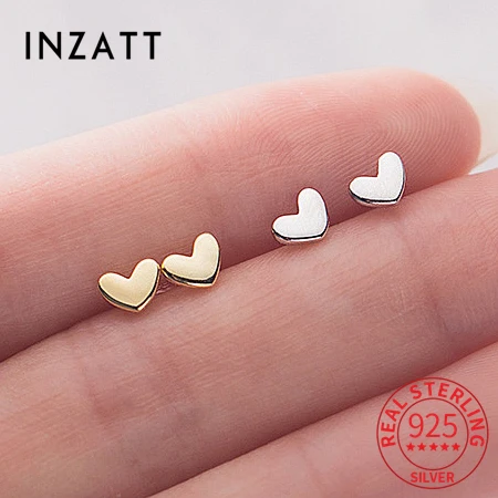 

INZATT Real 925 Sterling Silver Tiny Heart Stud Earrings For Fashion Women Party Trendy Fine Jewelry Minimalist Accessories