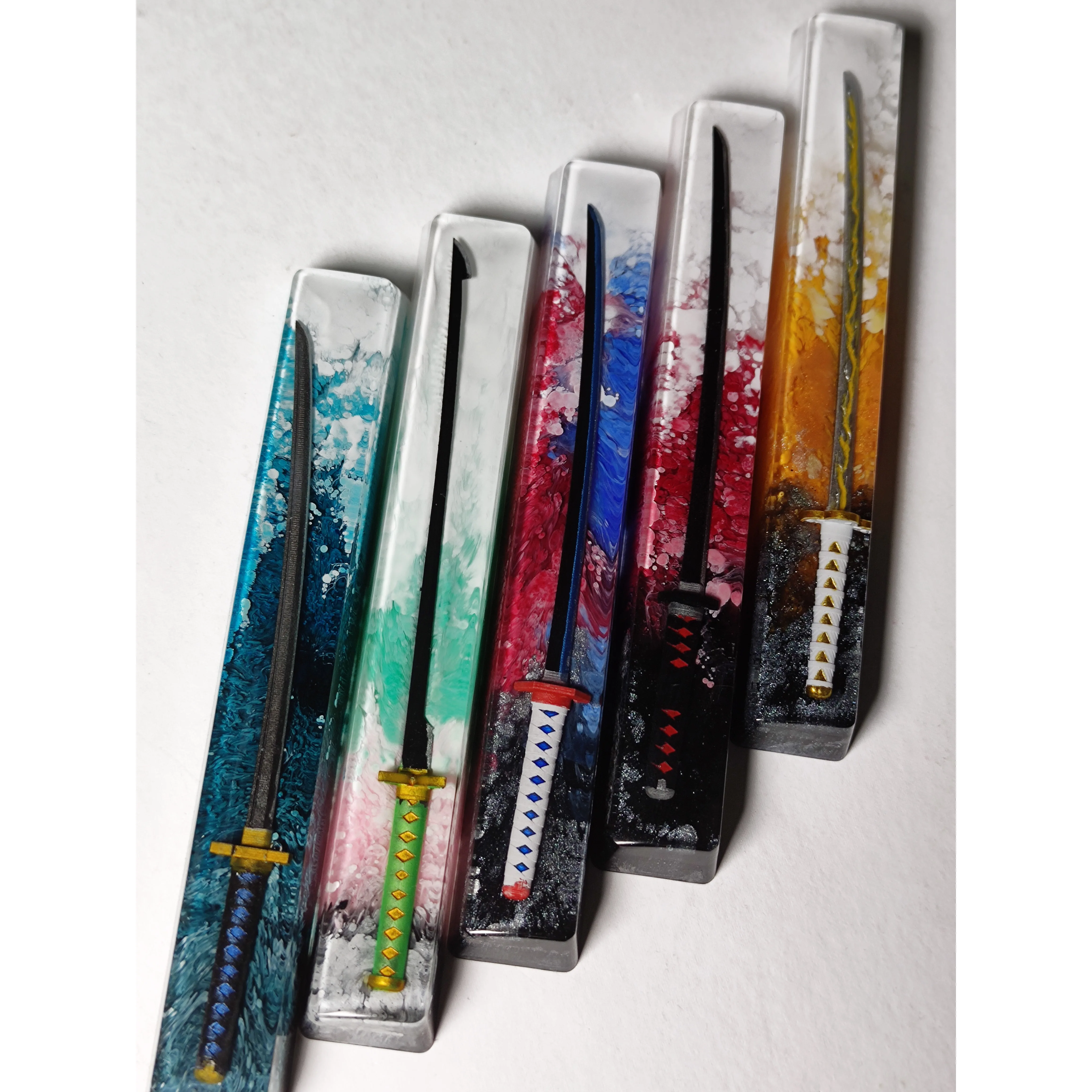 Anime Japonês Demon Slayer Artesanal Resina Keycaps 6.25u Barra de Espaço Custom mx Switch Key Caps para Teclado Mecânico Teclado Backlit Gk64 61 - Imagem 4