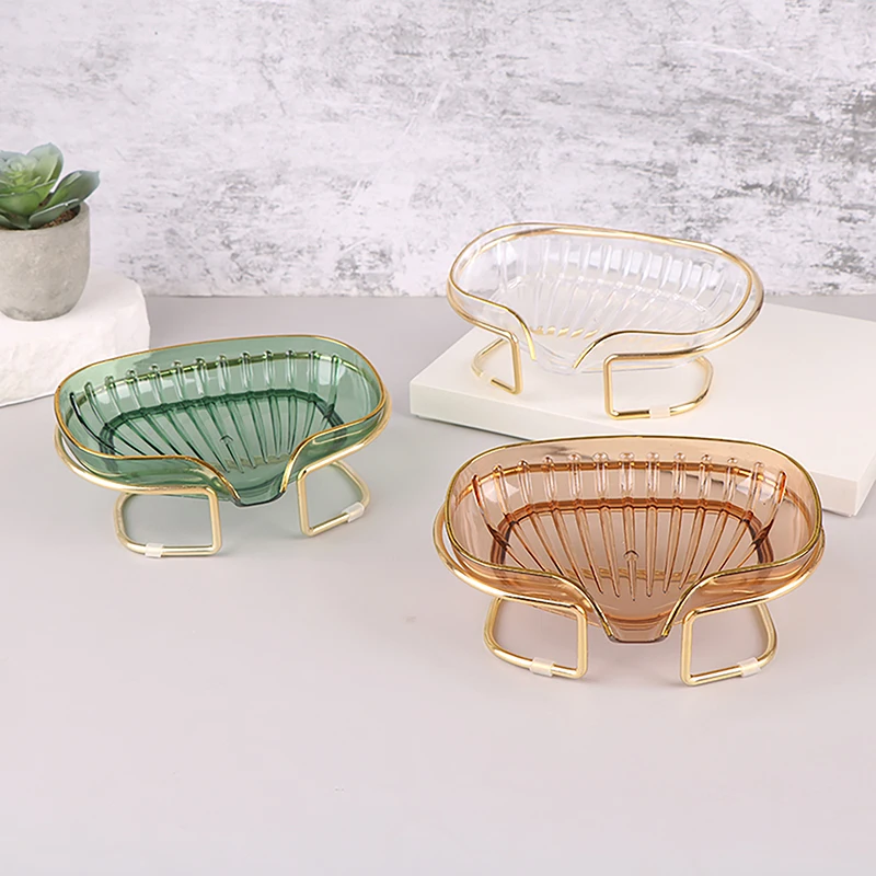 Bathroom Soap Dish Light Luxury Toilet Shower Soap Case With Drain Holder Storage Case Tray Container Bathroom Gadgets