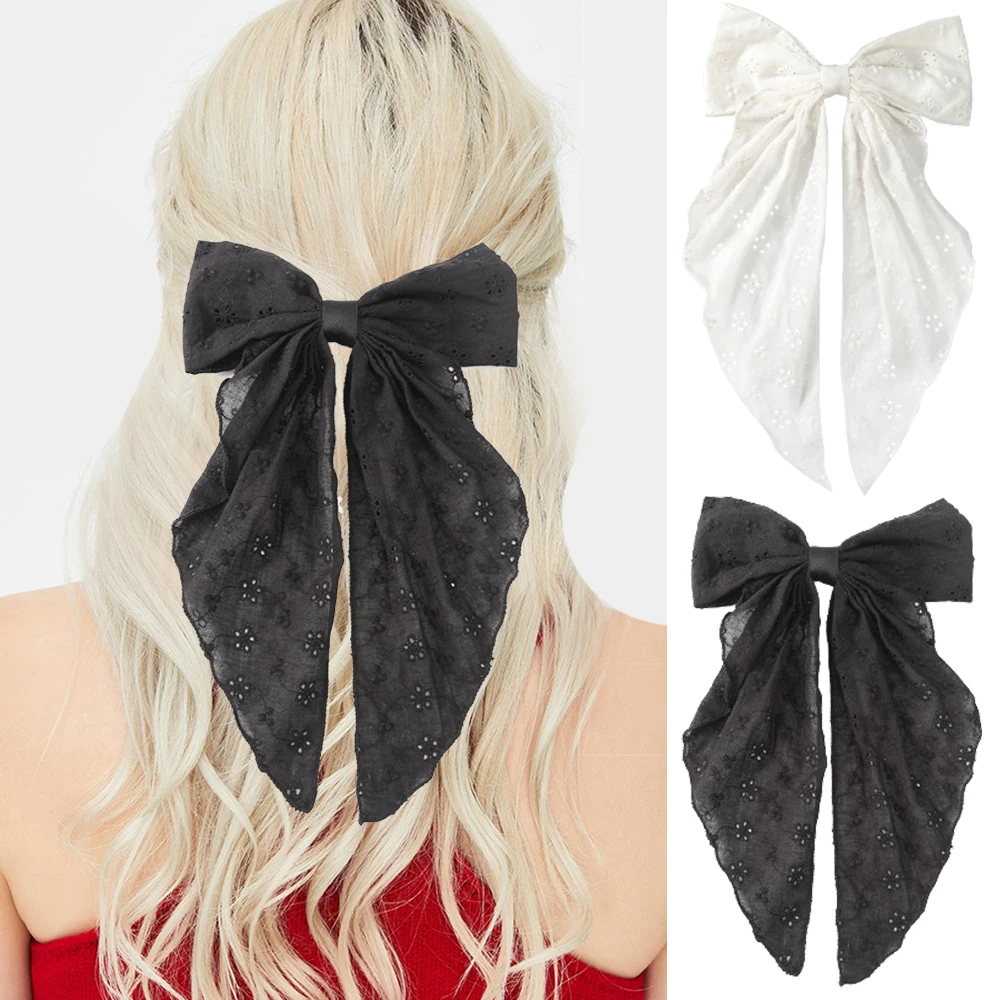 Bow Large Spring Clip Girls Summer Sweet Ponytail Hairpin Barrettes For Women White Sweet Hair Accessories Fashion Hair Clip