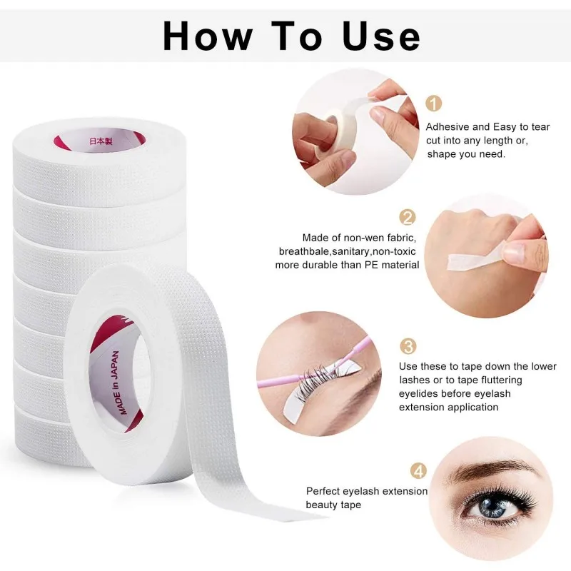 Breathable Easy Tear Medical Tape White Silk Paper Under Patches Eyelash Extension Supply Eyelash Extension Tape