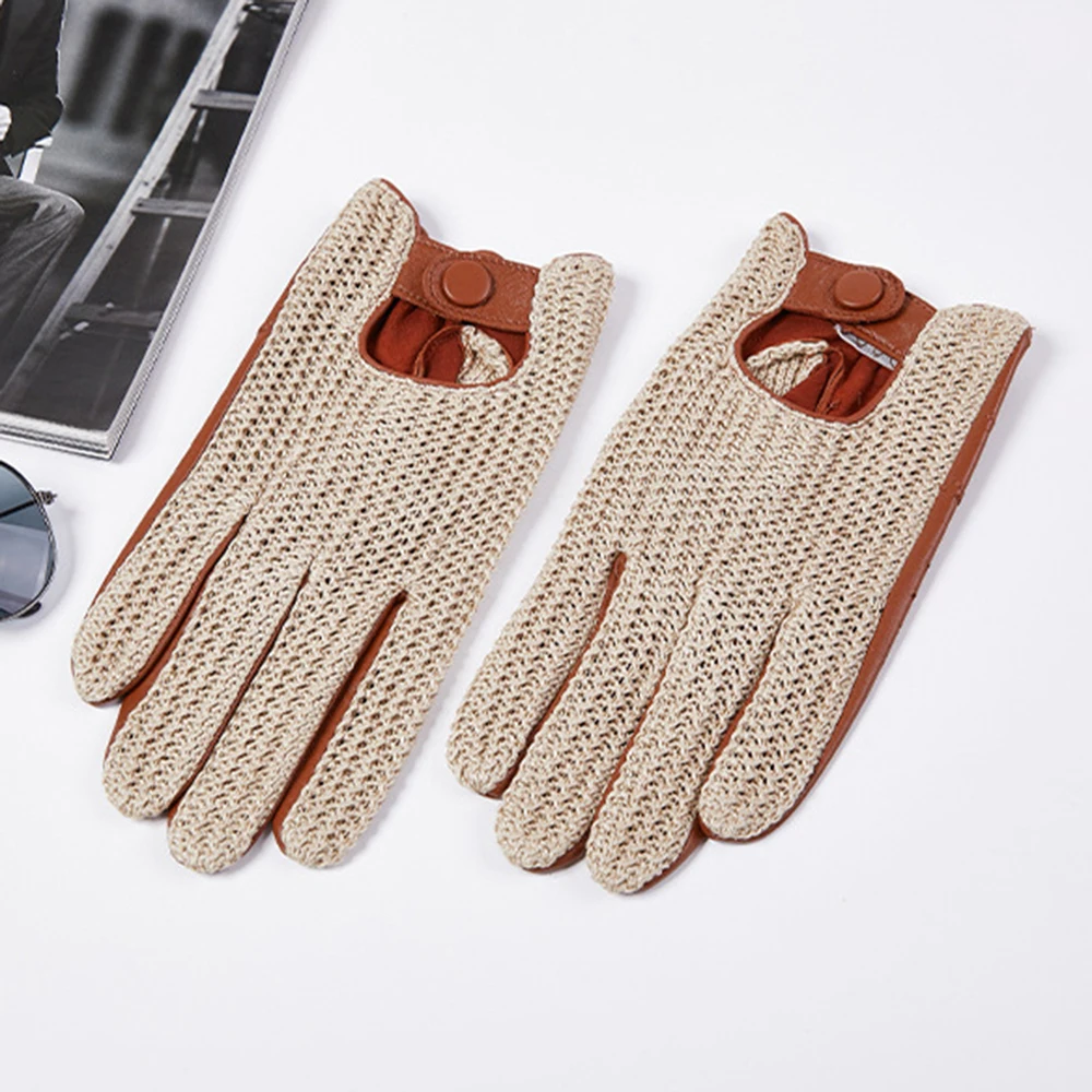 Männer strickten Ziegenleder-Touchscreen-Handschuhe für das tägliche motorrad fahren – Detail 6